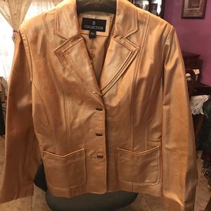 GOLD leather blazer  Lg